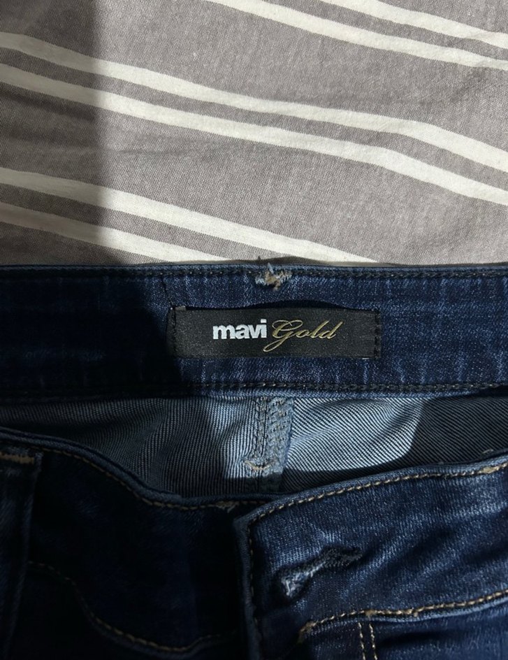 Lacivert Kemerli Kadın Denim Pantolon - Görsel 3