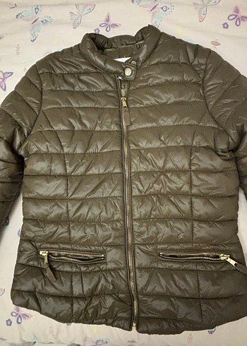 Fermuarlı haki yeşil Kadın Mont - Görsel 2