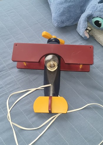 Kırmızı Ahşap Uçak Lamba - Görsel 5