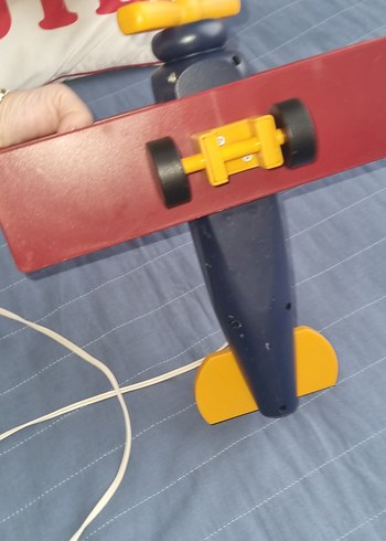 Kırmızı Ahşap Uçak Lamba - Görsel 3