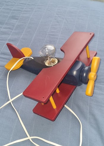 Kırmızı Ahşap Uçak Lamba - Görsel 2