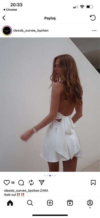 Zara Zara Saten Beyaz Elbise