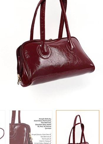 Bordo Deri Kadın Çanta - Görsel 7