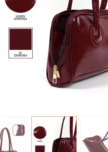 Bordo Deri Kadın Çanta - Görsel 8