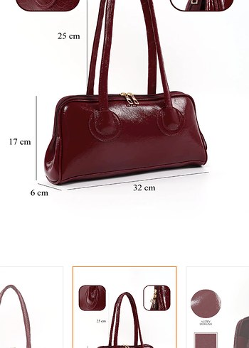 Bordo Deri Kadın Çanta - Görsel 2