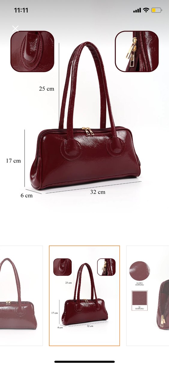 Bordo Deri Kadın Çanta - Görsel 2