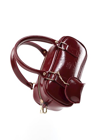 Parlak Bordo Deri Kadın Çanta - Görsel 6
