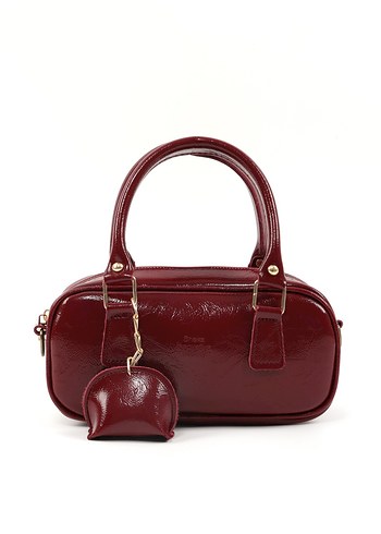 Parlak Bordo Deri Kadın Çanta - Görsel 2