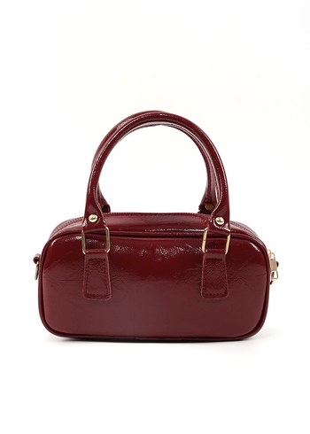 Parlak Bordo Deri Kadın Çanta - Görsel 4