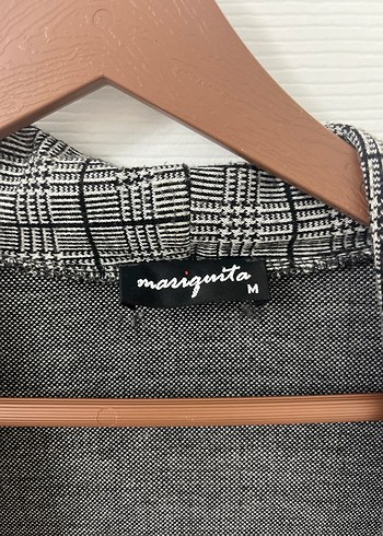 Gri Ekose Düğmeli Kadın Blazer Ceket - Görsel 3