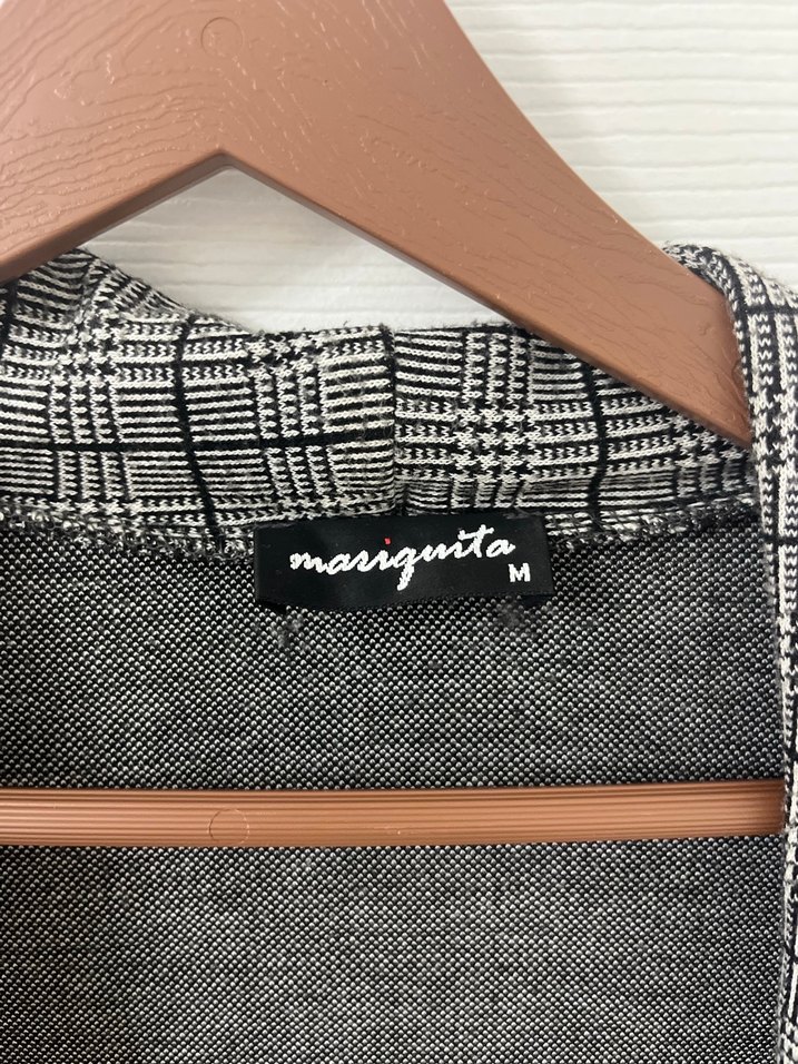 Gri Ekose Düğmeli Kadın Blazer Ceket - Görsel 3