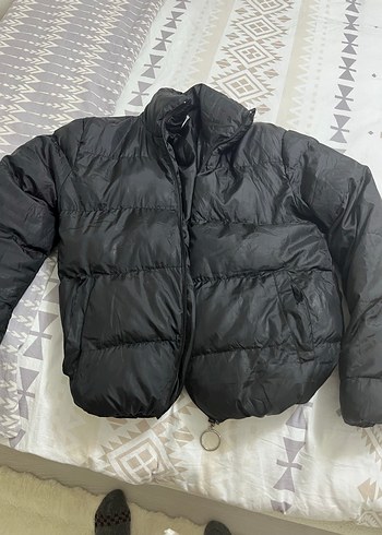 Siyah Fermuarlı Kadın Kışlık Mont - Görsel 3