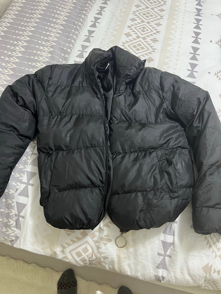 Siyah Fermuarlı Kadın Kışlık Mont - Görsel 3