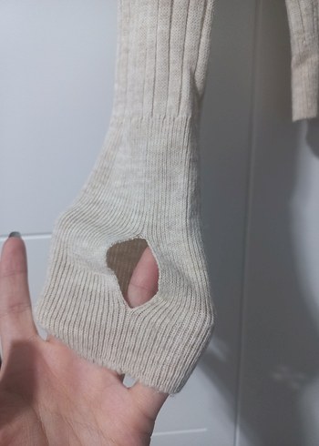 Bej Kadın Uzun Kollu Triko Kazak - Görsel 2