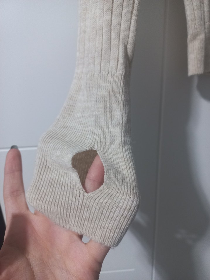 Bej Kadın Uzun Kollu Triko Kazak - Görsel 2