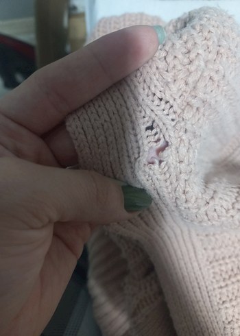 Bej V Yaka Örgü Kadın Hırka - Görsel 2