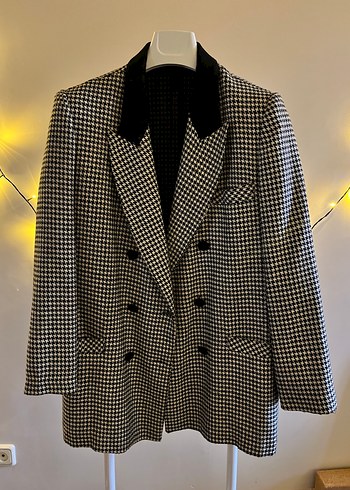 Kazayabi desenli Vintage Ceket