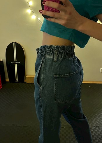 m Beden mavi Renk Kadın Bağcıklı Loose Fit Batik Jean