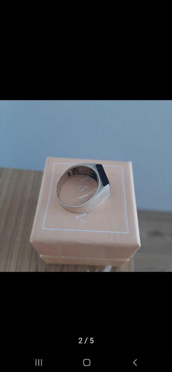 Siyah Taşlı Gümüş Yüzük 925 ayar - Görsel 3