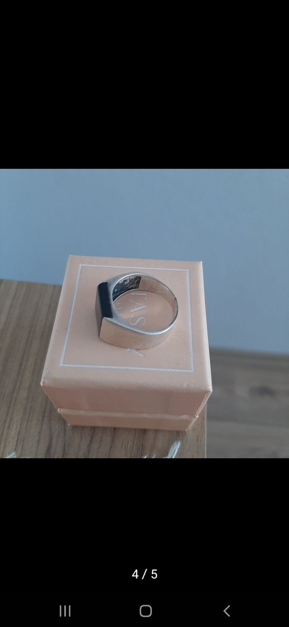 Siyah Taşlı Gümüş Yüzük 925 ayar - Görsel 2