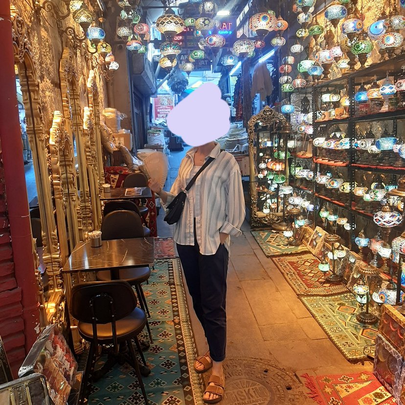 Mavi Çizgili Kadın Keten Gömlek - Görsel 2