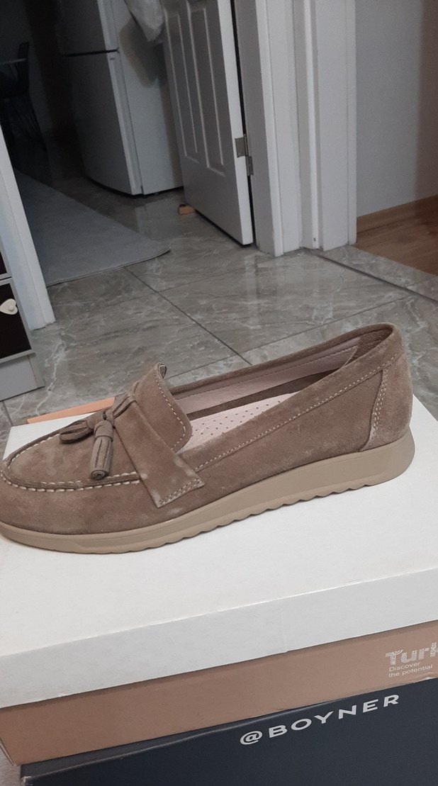 Bej Süet Kadın Günlük Topuklu Ayakkabı - Görsel 3