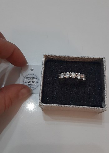 Swarovski taşlı gümüş beştaş yüzük - Görsel 5