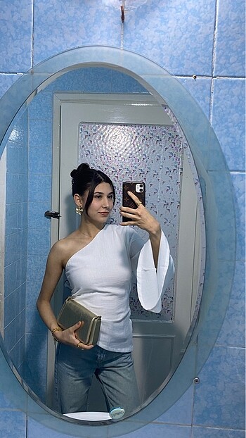 Tek kol keten bluz