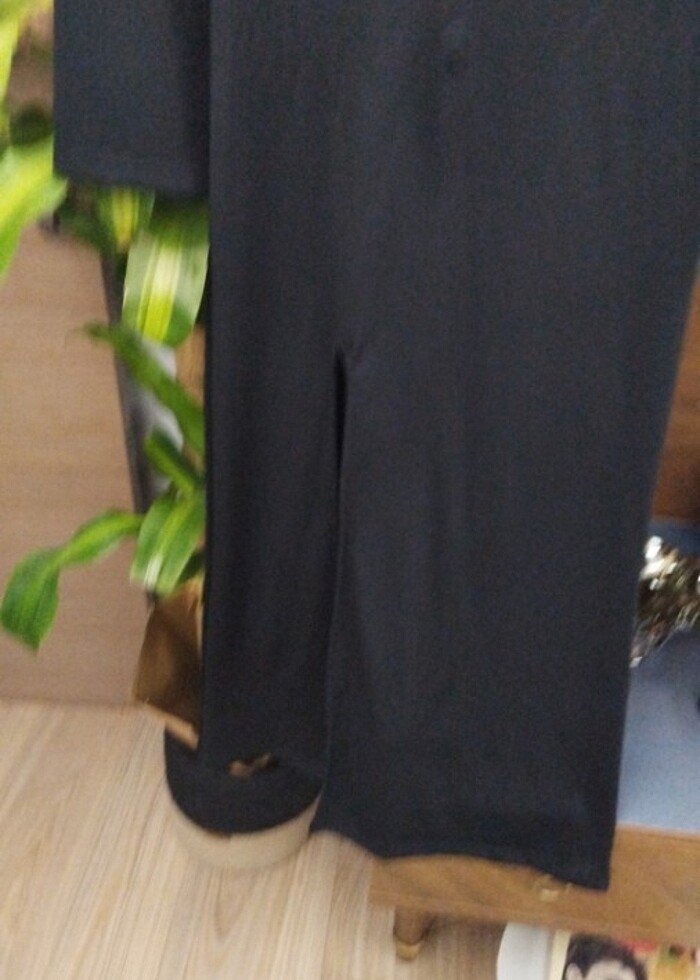 Siyah,dalgiç kumas,uzun yirtmacli elbise - Görsel 2