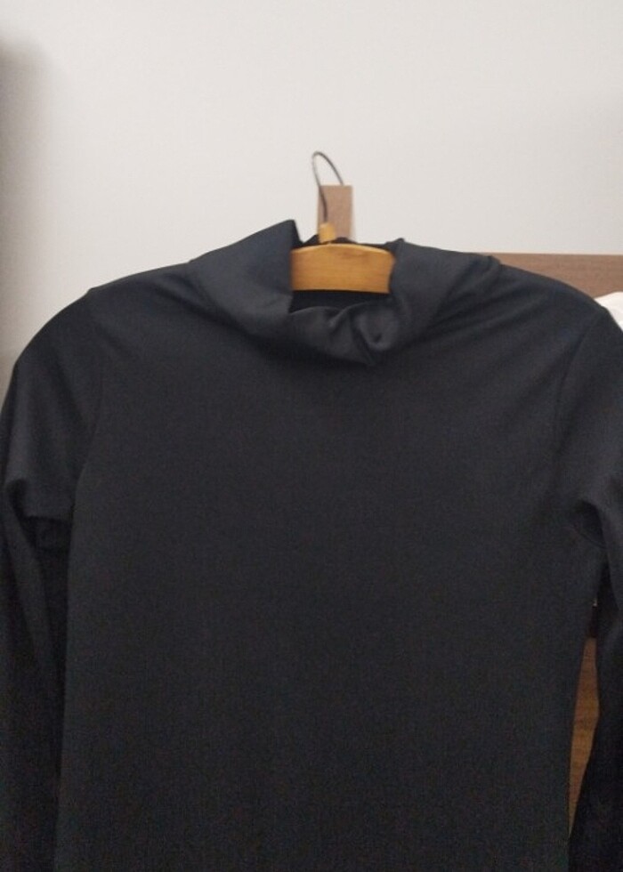 Siyah,dalgiç kumas,uzun yirtmacli elbise - Görsel 3