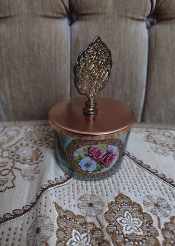 Pastel Bej Desenli Cam Mumluk - Görsel 2