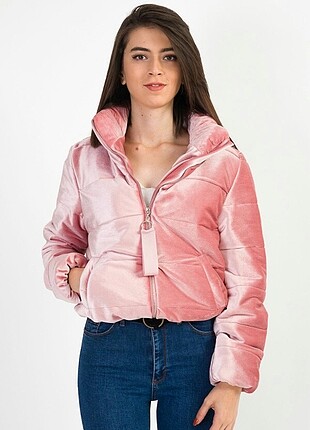 Pembe kısa mont