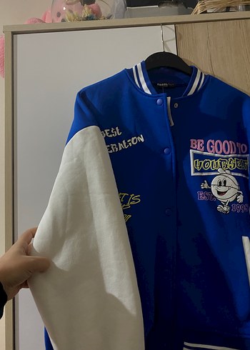 xl Beden mavi Renk Sıfır oversize defacto kolej ceket