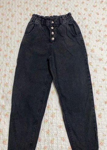 2 kez giyildi sorunsuz Yüksek bel beli lastikli mom jean