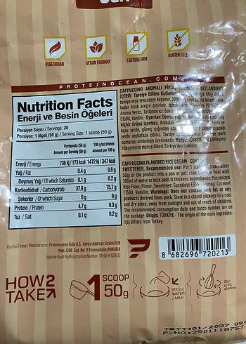 Beden Protein OCN Cappuccino Aromalı Rice Tozu 1kg