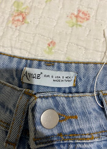 Zara Nakışlı ve Payetli Mavi Bol Kesim Kadın Kot Pantolon