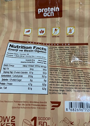 Protein Ocn Cappuccino Aromalı Pirinç Kreması 1kg - Görsel 2