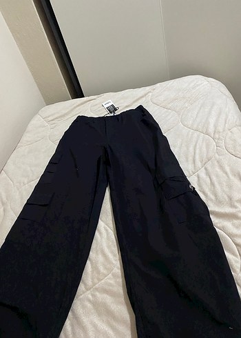 Siyah Rahat Kesim Kadın paraşüt Pantolon - Görsel 8