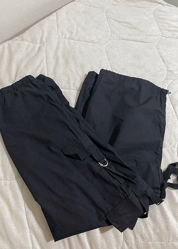 Siyah Rahat Kesim Kadın paraşüt Pantolon - Görsel 2