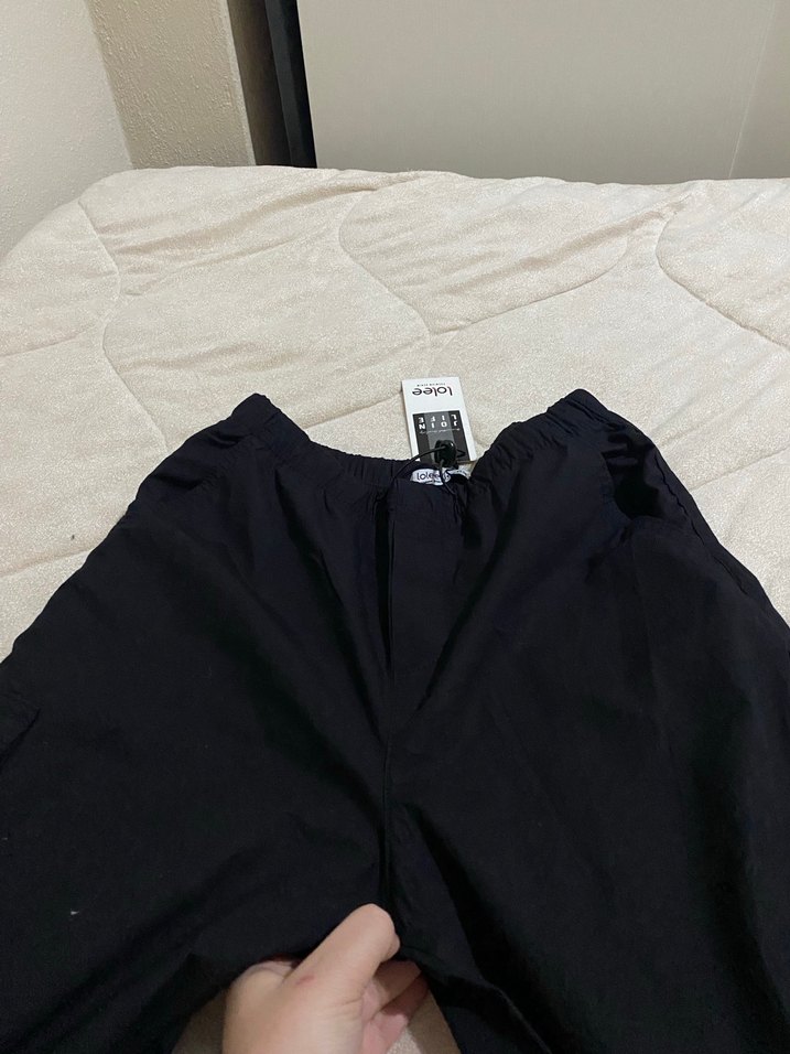 Siyah Rahat Kesim Kadın paraşüt Pantolon - Görsel 5