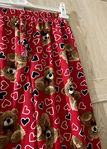 universal Beden kırmızı Renk Sıfır ayıcıklı pijama alt