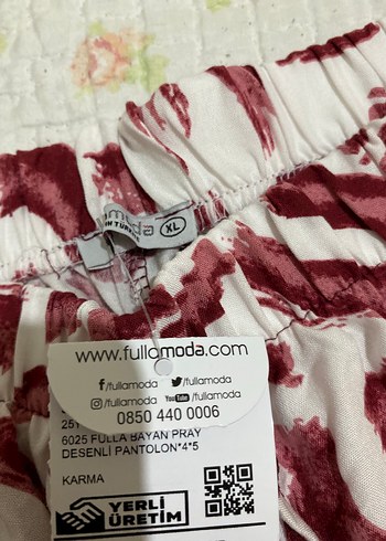 Zara Bordo Bağlama Desenli Bohem Kadın Pantolon