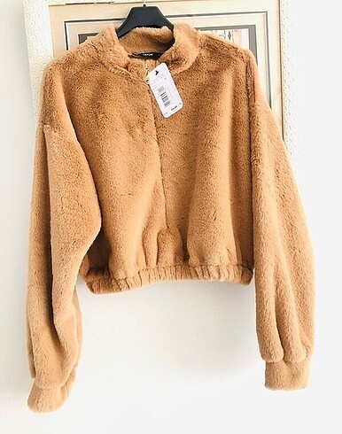 Zara Kadın peluş polar sweatshirt kürk