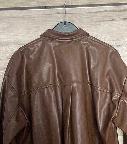 xl Beden kahverengi Renk Oversize deri ceket defacto