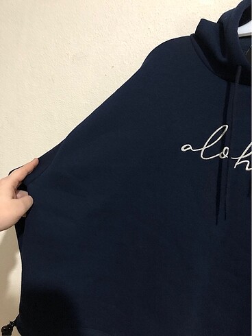 xl Beden lacivert Renk Sıfır şardonlu oversize sweatshirt