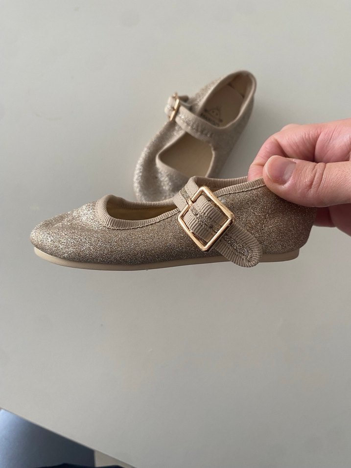 Kız Çocuk Parlak Bej Tokalı Babet - Görsel 4