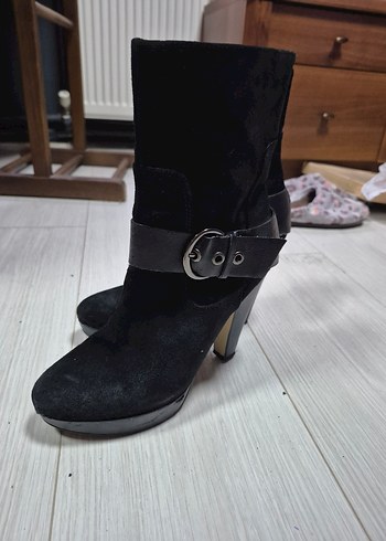 Siyah Süet Kemerli Bot - Görsel 7