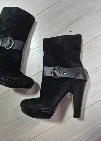 Siyah Süet Kemerli Bot - Görsel 9