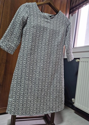 Gri dokulu kumaş Midi Elbise M beden - Görsel 9