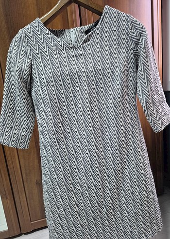 Gri dokulu kumaş Midi Elbise M beden - Görsel 7